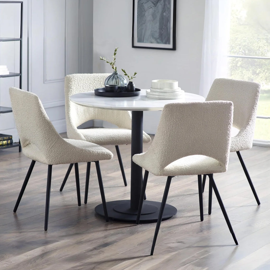 Boucle Fabric Dining Chairs in Set Of 2 - Iris