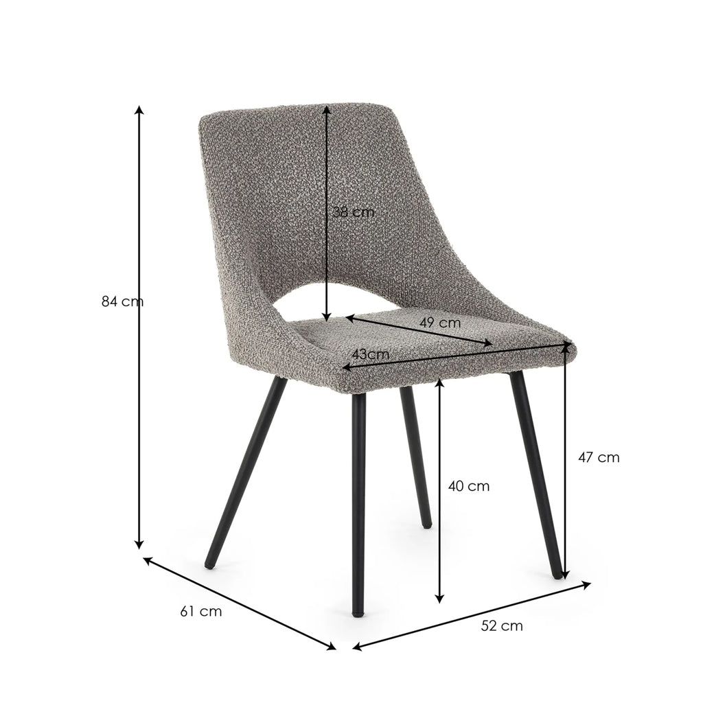 Boucle Fabric Dining Chairs in Set Of 2 - Iris