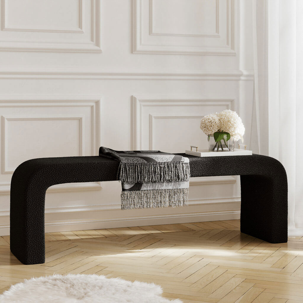 Boucle Fabric Hallway Seating Bench - Ren