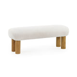 Boucle Fabric Hallway Seating Bench With Wooden Legs - Freya
