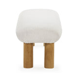 Boucle Fabric Hallway Seating Bench With Wooden Legs - Freya