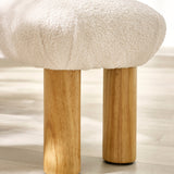 Boucle Fabric Hallway Seating Bench With Wooden Legs - Freya