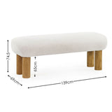 Boucle Fabric Hallway Seating Bench With Wooden Legs - Freya