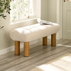 Boucle Fabric Hallway Seating Bench With Wooden Legs - Freya