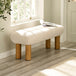 Boucle Fabric Hallway Seating Bench With Wooden Legs - Freya