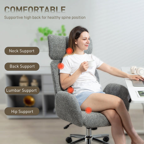 Boucle Fabric Home And Office Chair 65cm Wide - Velmora
