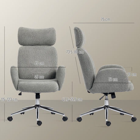 Boucle Fabric Home And Office Chair 65cm Wide - Velmora