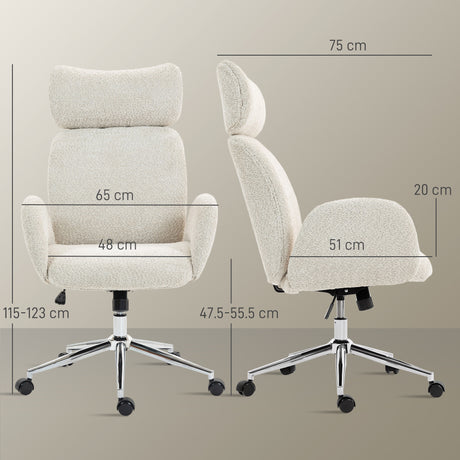Boucle Fabric Home And Office Chair 65cm Wide - Velmora