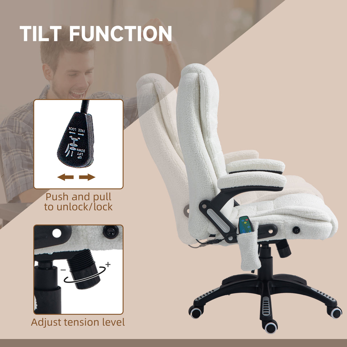 Boucle Fabric Home And Office Chair 67cm Wide With Armrest - Velmora