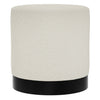 Boucle Fabric Pouffe 41.5cm Wide With Matt Black Base - Lara