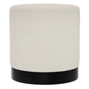 Boucle Fabric Pouffe 41.5cm Wide With Matt Black Base - Lara