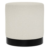 Boucle Fabric Pouffe 41.5cm Wide With Matt Black Base - Lara