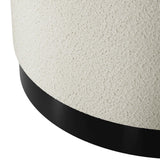 Boucle Fabric Pouffe 60.5cm Wide With Matt Black Base - Lara