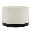 Boucle Fabric Pouffe 60.5cm Wide With Matt Black Base - Lara