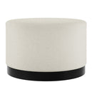 Boucle Fabric Pouffe 60.5cm Wide With Matt Black Base - Lara