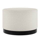 Boucle Fabric Pouffe 60.5cm Wide With Matt Black Base - Lara