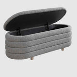 Boucle Fabric Storage Ottoman 124cm Wide - Ripple