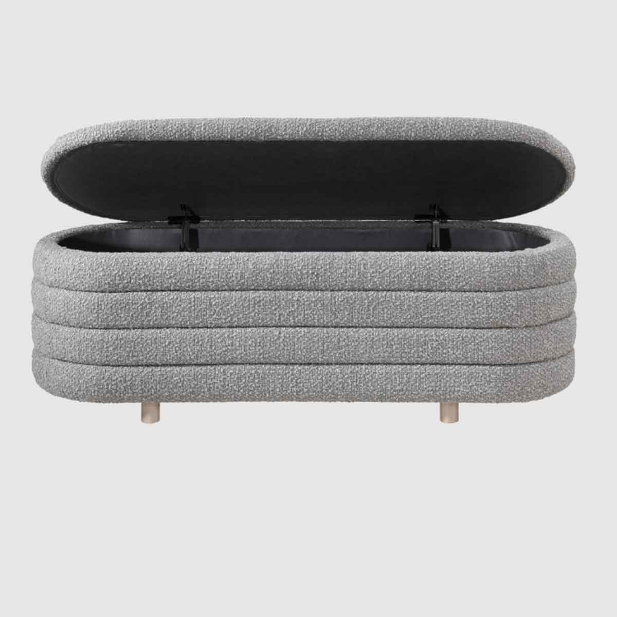 Boucle Fabric Storage Ottoman 124cm Wide - Ripple