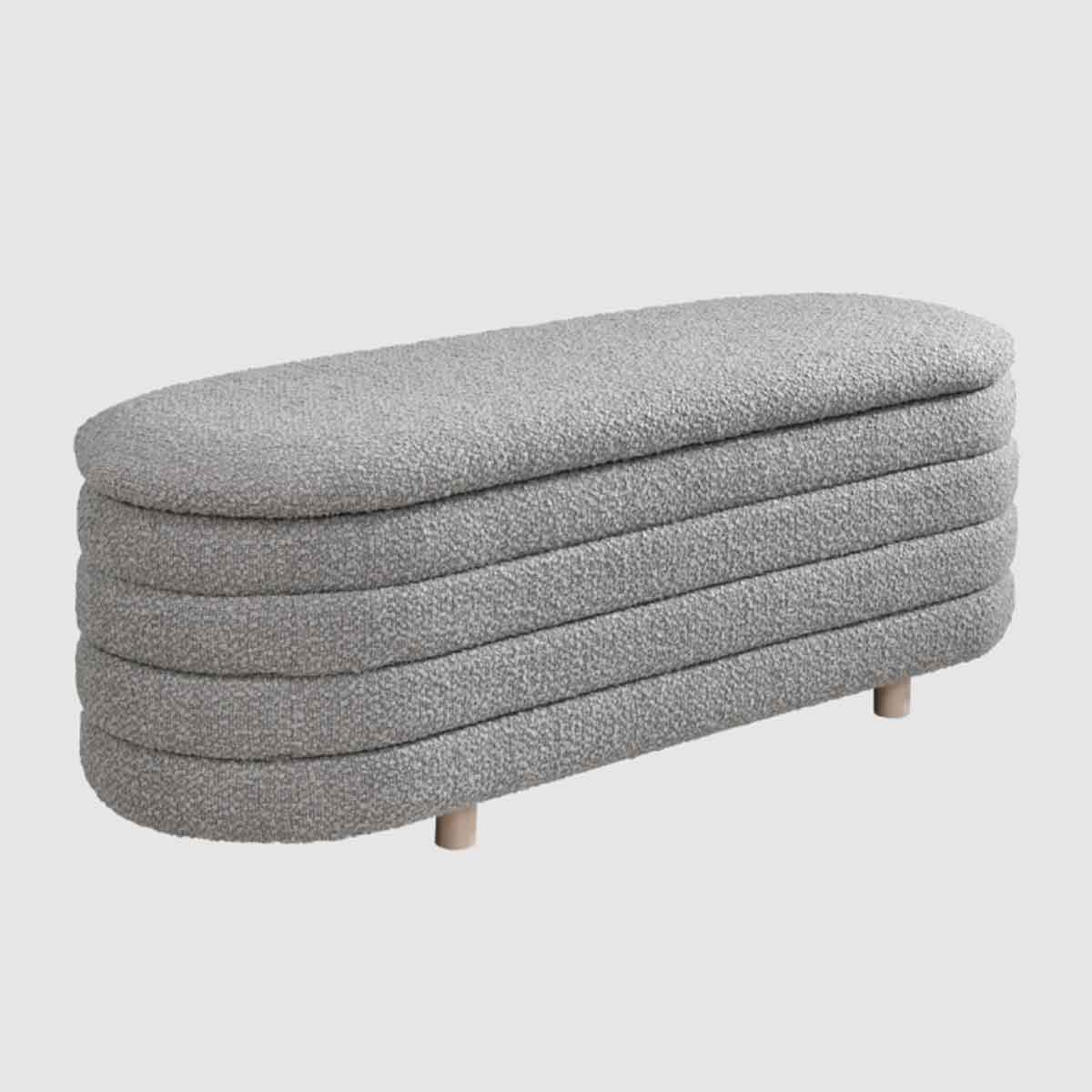 Boucle Fabric Storage Ottoman 124cm Wide - Ripple