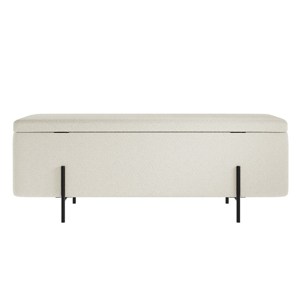 Boucle Fabric Storage Ottoman - Lola
