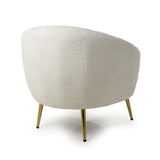 Boucle Fabric Tub Chair With Gold Chrome Metal Legs - Lucia