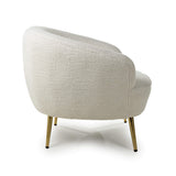 Boucle Fabric Tub Chair With Gold Chrome Metal Legs - Lucia
