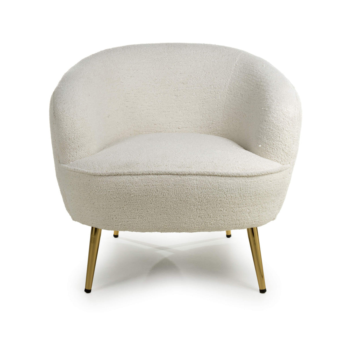 Boucle Fabric Tub Chair With Gold Chrome Metal Legs - Lucia
