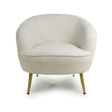 Boucle Fabric Tub Chair With Gold Chrome Metal Legs - Lucia