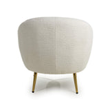 Boucle Fabric Tub Chair With Gold Chrome Metal Legs - Lucia