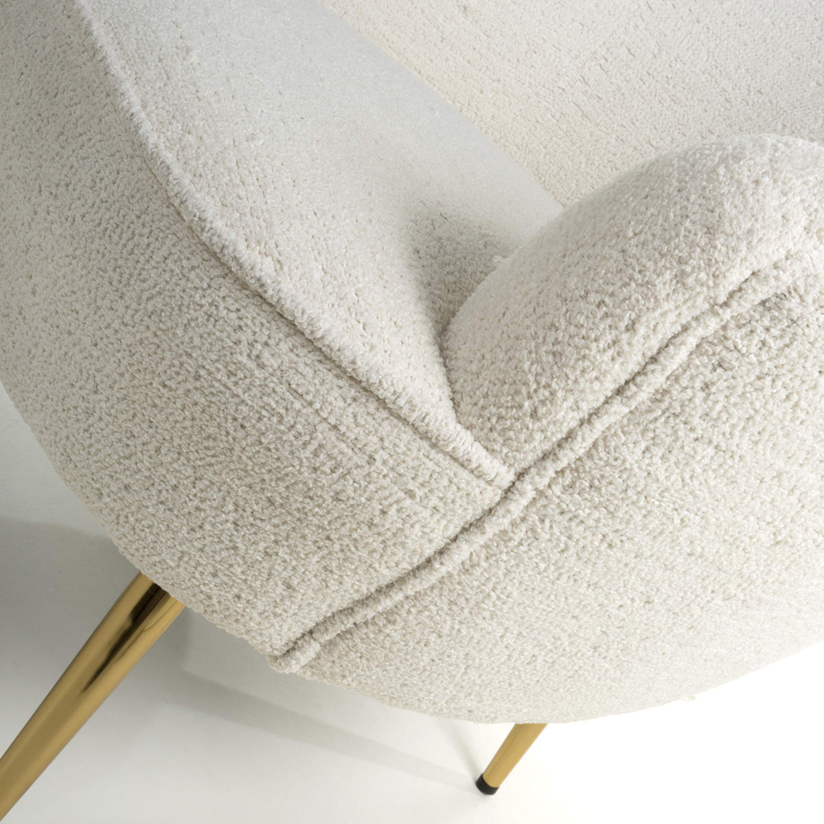 Boucle Fabric Tub Chair With Gold Chrome Metal Legs - Lucia