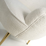 Boucle Fabric Tub Chair With Gold Chrome Metal Legs - Lucia