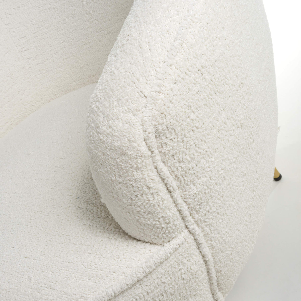 Boucle Fabric Tub Chair With Gold Chrome Metal Legs - Lucia