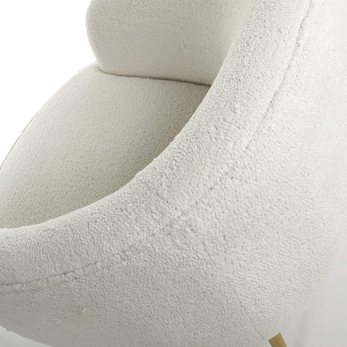 Boucle Fabric Tub Chair With Gold Chrome Metal Legs - Lucia