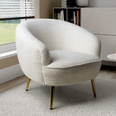 Boucle Fabric Tub Chair With Gold Chrome Metal Legs - Lucia