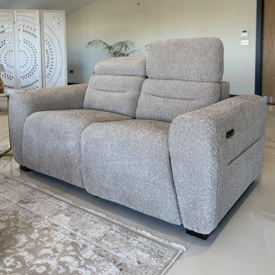 Boucle Weave Fabric 2 Seater Sofa Electric Recliner - Tokyo