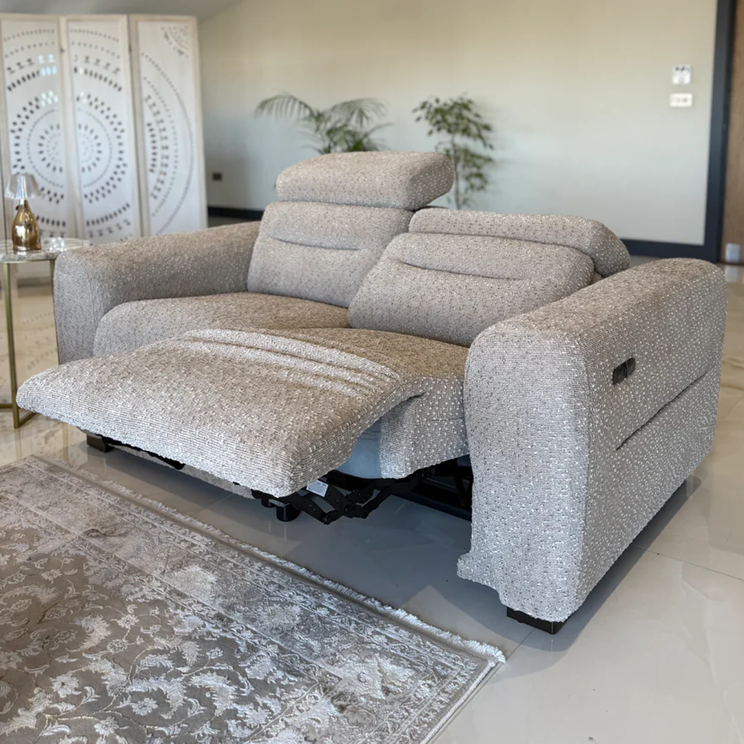 Boucle Weave Fabric 2 Seater Sofa Electric Recliner - Tokyo