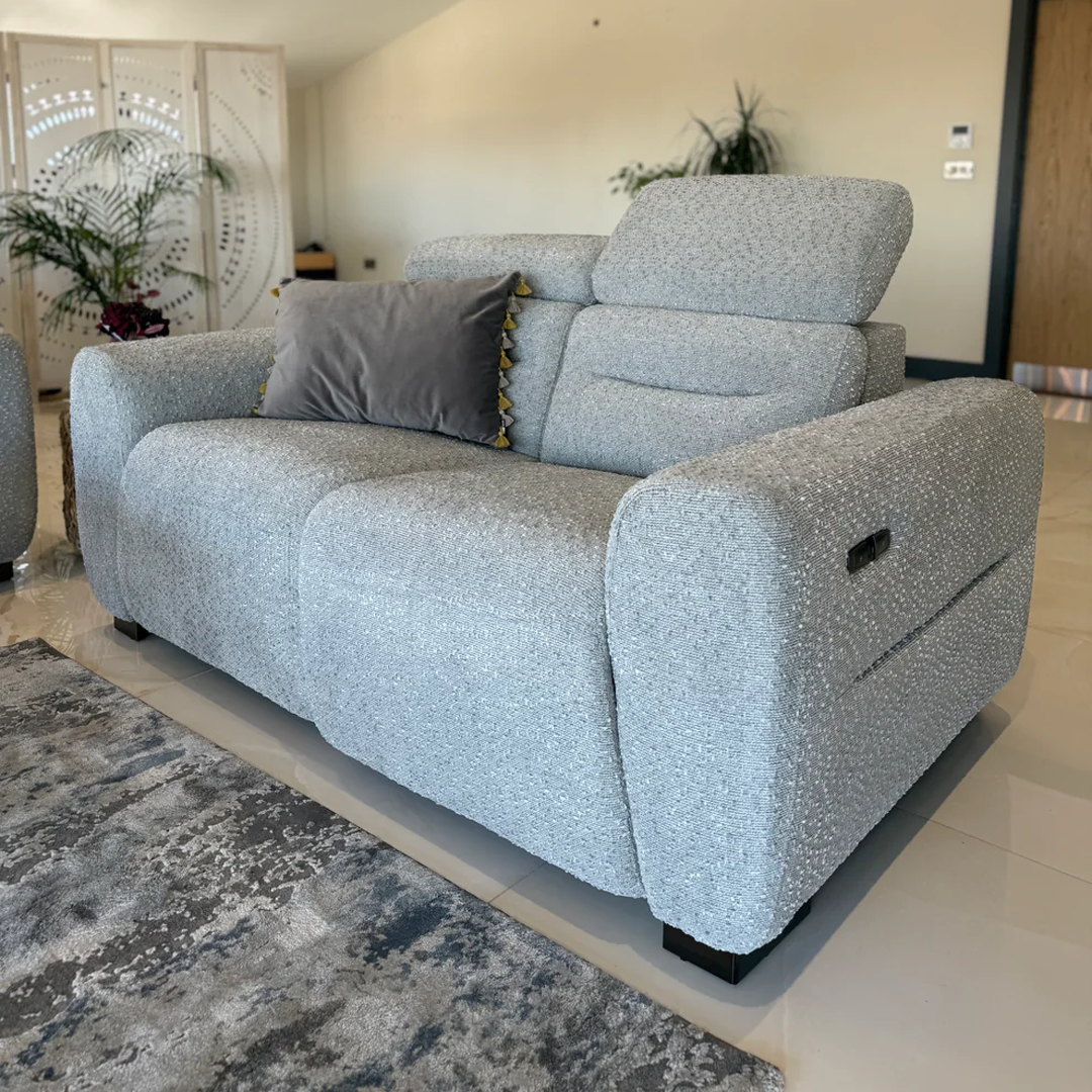 Boucle Weave Fabric 2 Seater Sofa Electric Recliner - Tokyo