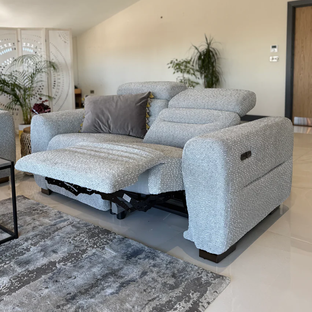 Boucle Weave Fabric 2 Seater Sofa Electric Recliner - Tokyo