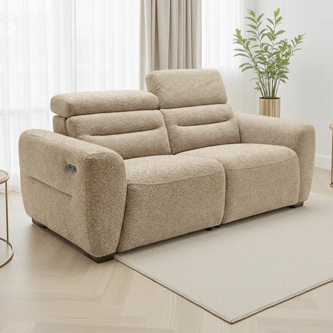Boucle Weave Fabric 3 Seater Sofa Electric Recliner - Tokyo