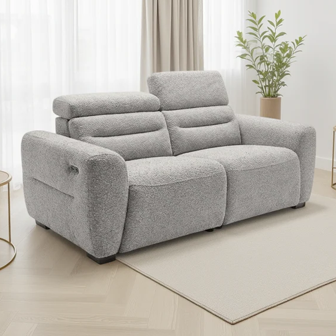 Boucle Weave Fabric 3 Seater Sofa Electric Recliner - Tokyo