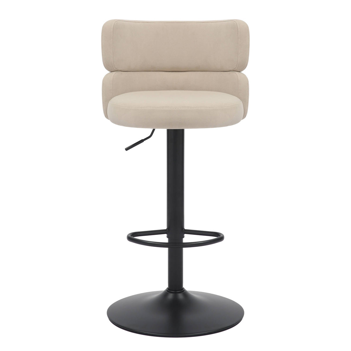 Brushed Velvet Bar Stool With Black Metal Base - Mason
