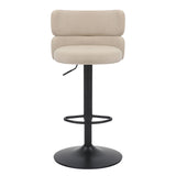 Brushed Velvet Bar Stool With Black Metal Base - Mason
