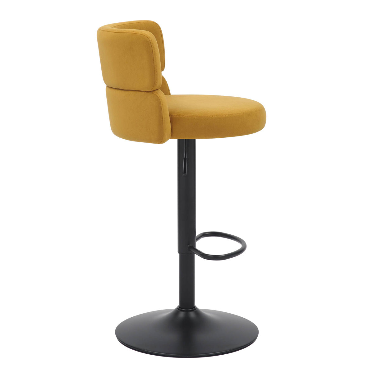 Brushed Velvet Bar Stool With Black Metal Base - Mason