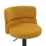 Brushed Velvet Bar Stool With Black Metal Base - Mason