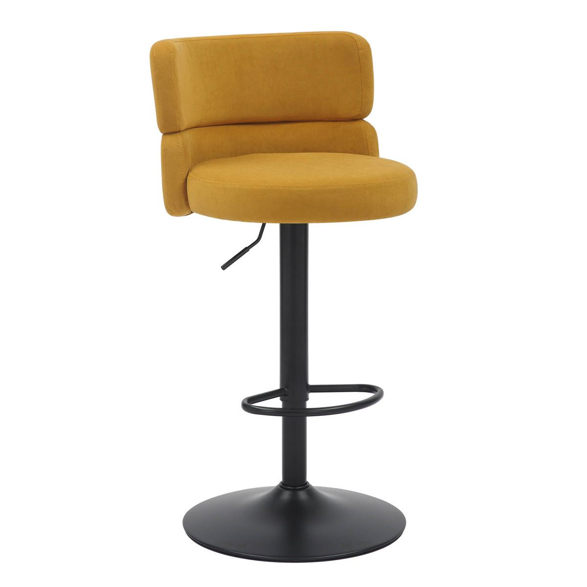 Brushed Velvet Bar Stool With Black Metal Base - Mason
