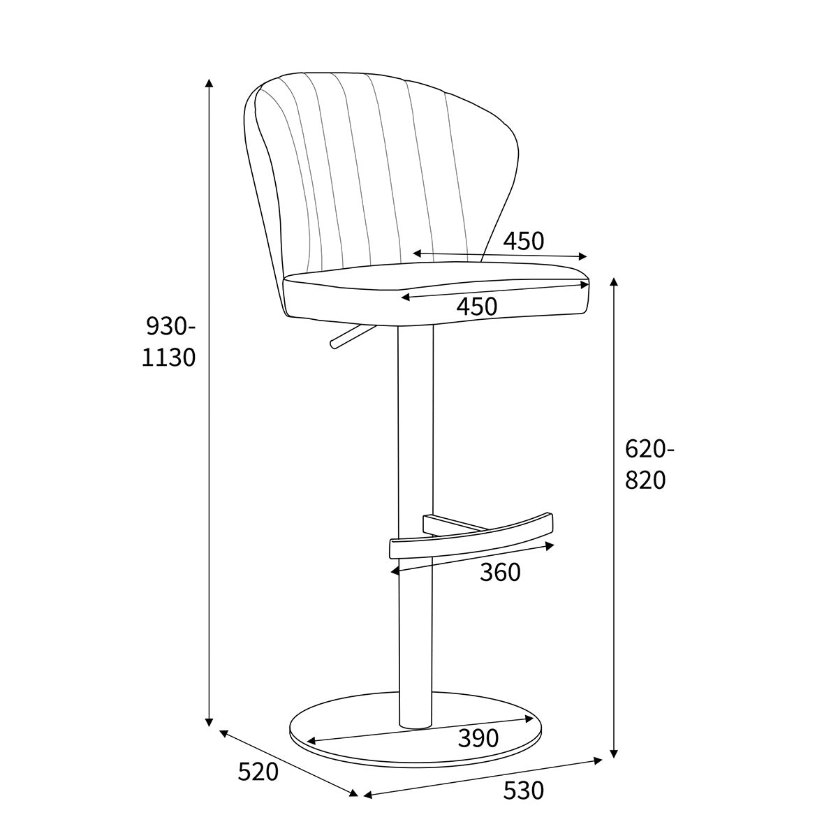 Brushed Velvet Bar Stool With Brushed Stainless Steel Circular Base - Sigma