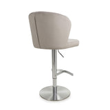 Brushed Velvet Bar Stool With Brushed Stainless Steel Circular Base - Sigma