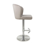 Brushed Velvet Bar Stool With Brushed Stainless Steel Circular Base - Sigma