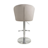Brushed Velvet Bar Stool With Brushed Stainless Steel Circular Base - Sigma