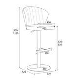Brushed Velvet Bar Stool With Brushed Stainless Steel Circular Base - Sigma